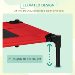 PawHut Elevated Pet Bed Portable Camping Raised Dog Bed w/ Metal Frame Black and Red (Small) - Aosom UK - thumbnail 5
