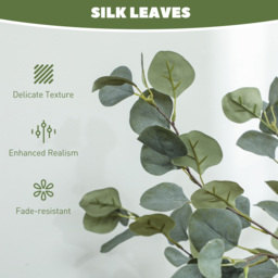 HOMCOM Set of 2 Decorative Artificial Plants, 4ft/ 120cm Silk Eucalyptus Trees with 230 Silver Dollar Leaves in Pot, Fake Plants for Home, Office, Living Room, Indoor Decor - thumbnail 5