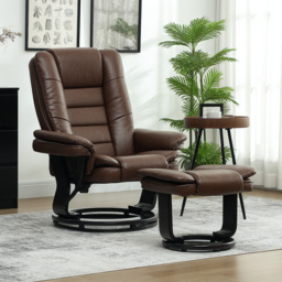 HOMCOM Faux Leather 135° Reclining Chair and Footstool - Brown - thumbnail 7