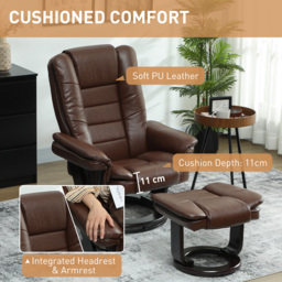 HOMCOM Faux Leather 135° Reclining Chair and Footstool - Brown - thumbnail 6