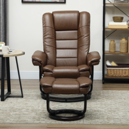 HOMCOM Faux Leather 135° Reclining Chair and Footstool - Brown - thumbnail 8