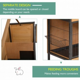 PawHut 2-Floor Wooden Guinea Pigs Hutches Bunny Cage Metal Frame Pet House with Slide-Out Tray Feeding Trough Ramp Lockable Door - Aosom UK - thumbnail 7