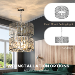 HOMCOM 72 Glass Crystallite Chandelier - Silver-Tone - thumbnail 6