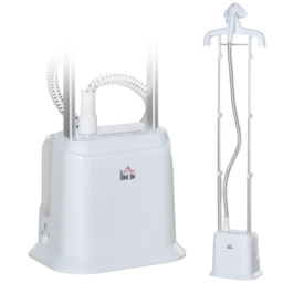 HOMCOM Upright Garment Clothes Steamer with 6 Steam Setting, 45s Fast Heat-up, 1.7L Water Tank and 45min Steamer, Wrinkle and Odour Remover, White - thumbnail 1