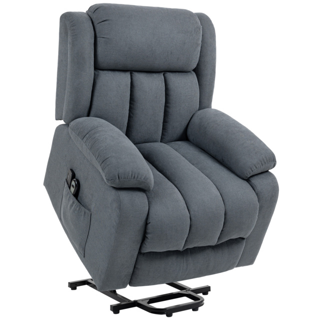 HOMCOM Power Lift Recliner Chair with Massage, Overstuffed Lift Chair for Elderly with Footrest, Remote and Side Pocket, Grey - image 1