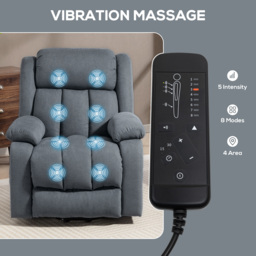 HOMCOM Power Lift Recliner Chair with Massage, Overstuffed Lift Chair for Elderly with Footrest, Remote and Side Pocket, Grey - thumbnail 6