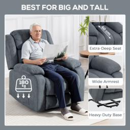 HOMCOM Power Lift Recliner Chair with Massage, Overstuffed Lift Chair for Elderly with Footrest, Remote and Side Pocket, Grey - thumbnail 8