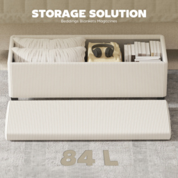 HOMCOM Storage Ottoman Bench, Corduroy Footstool with Removable Lid and Legs, 112cm Storage Chest Box for Living Room, Bedroom, Hallway, Beige - thumbnail 6