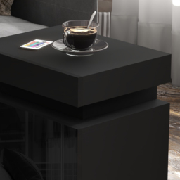HOMCOM High Gloss Front Bedside Tables Set of 2, Nightstands with RGB LED Light and 2 Drawers, Chest of Drawers for Bedroom, Living Room, Black - thumbnail 9