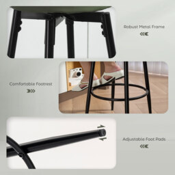 HOMCOM Set of Two Faux Leather Bar Stools - Green/Black - thumbnail 7