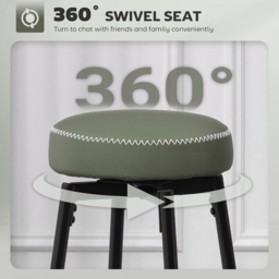 HOMCOM Set of Two Faux Leather Bar Stools - Green/Black - thumbnail 4