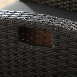 Outsunny Outdoor Rattan Recliner Chair with Adjustable Backrest and Footrest, Cushion, Side Tray, Grey - thumbnail 9