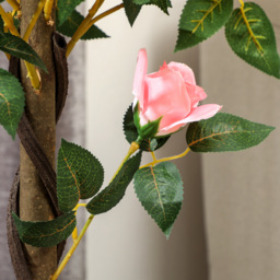 Outsunny Set of 2 Artificial Plants Pink Rose Floral in Pot, Fake Plants for Home Indoor Outdoor Decor, 90cm - thumbnail 8