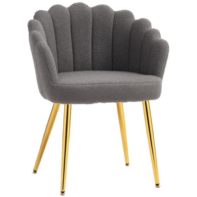 HOMCOM Lounge Chair Petal-Back Armchair Metal Metal Legs for Living Room Bedroom Grey - image 1