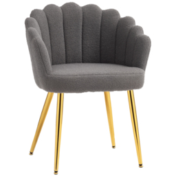HOMCOM Lounge Chair Petal-Back Armchair Metal Metal Legs for Living Room Bedroom Grey