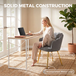 HOMCOM Lounge Chair Petal-Back Armchair Metal Metal Legs for Living Room Bedroom Grey - thumbnail 6