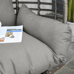 Outsunny Outdoor Indoor Rattan Egg Chair Wicker Weave Teardrop Chair with Cushion Grey - thumbnail 8