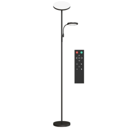 HOMCOM Mother and Child Uplighter Floor Lamp for Living Room, Stepless Dimmable Standing Lamp with 4 Scene Modes, 2700K-6500K Colour Temperature, 4 Brightness Levels, Remote & Touch Control, Black - thumbnail 1