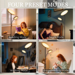 HOMCOM Mother and Child Uplighter Floor Lamp for Living Room, Stepless Dimmable Standing Lamp with 4 Scene Modes, 2700K-6500K Colour Temperature, 4 Brightness Levels, Remote & Touch Control, Black - thumbnail 4