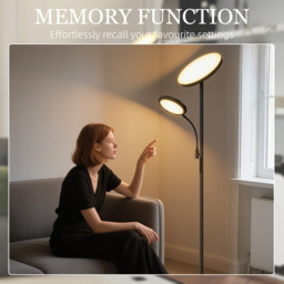 HOMCOM Mother and Child Uplighter Floor Lamp for Living Room, Stepless Dimmable Standing Lamp with 4 Scene Modes, 2700K-6500K Colour Temperature, 4 Brightness Levels, Remote & Touch Control, Black - thumbnail 7