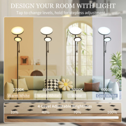 HOMCOM Mother and Child Uplighter Floor Lamp for Living Room, Stepless Dimmable Standing Lamp with 4 Scene Modes, 2700K-6500K Colour Temperature, 4 Brightness Levels, Remote & Touch Control, Black - thumbnail 5
