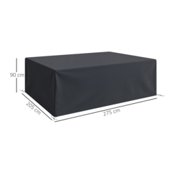 Outsunny 600D Oxford Outdoor Garden Furniture Sofa Set Cover, Waterproof Anti-UV Rattan Sun Lounger Protection Protector Cover, 275L x 205W x 90Hcm, Black - thumbnail 3