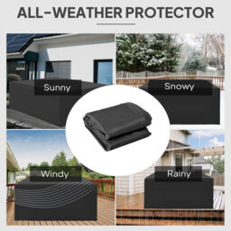 Outsunny 600D Oxford Outdoor Garden Furniture Sofa Set Cover, Waterproof Anti-UV Rattan Sun Lounger Protection Protector Cover, 275L x 205W x 90Hcm, Black - thumbnail 4