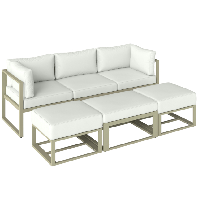 Outsunny Garden Daybed, 6 Piece Outdoor Sectional Sofa Set, Aluminium Patio Conversation Furniture Set with Coffee Table - image 1