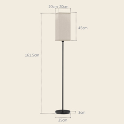 HOMCOM Floor Lamp, Modern Standing Lamp with Linen Shade, Tall Lamps for Living Room, Bedroom, with Foot Switch, Bulb not Included, Black - Aosom UK - thumbnail 3
