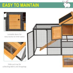 PawHut Wood-metal Guinea Pigs Hutches Elevated Pet Bunny House Rabbit Cage with Slide-Out Tray Outdoor - thumbnail 5
