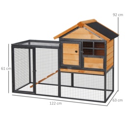 PawHut Wood-metal Guinea Pigs Hutches Elevated Pet Bunny House Rabbit Cage with Slide-Out Tray Outdoor - thumbnail 3
