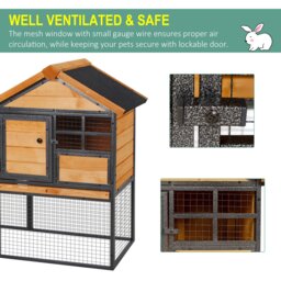 PawHut Wood-metal Guinea Pigs Hutches Elevated Pet Bunny House Rabbit Cage with Slide-Out Tray Outdoor - thumbnail 6