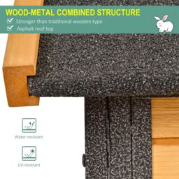 PawHut Wood-metal Guinea Pigs Hutches Elevated Pet Bunny House Rabbit Cage with Slide-Out Tray Outdoor - thumbnail 4