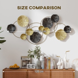 HOMCOM Metal Wall Art, Modern Hanging Wall Decor with Multi-Disc Design for Living Room - thumbnail 7