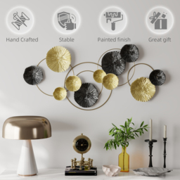 HOMCOM Metal Wall Art, Modern Hanging Wall Decor with Multi-Disc Design for Living Room - thumbnail 6