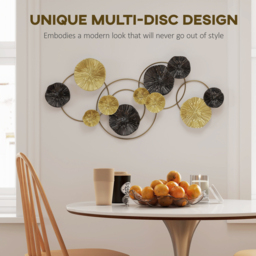 HOMCOM Metal Wall Art, Modern Hanging Wall Decor with Multi-Disc Design for Living Room - thumbnail 4