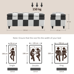 HOMCOM 114 x 47 x 47cm Velvet Storage Ottoman, Button-tufted Footstool Box, Toy Chest with Lid for Living Room, Bedroom, Dark Grey and White - thumbnail 3