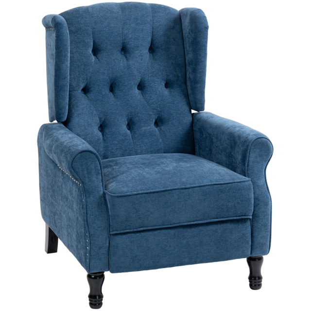 HOMCOM 150° Reclining Vintage Armchair, with footrest, Royal Blue - image 1