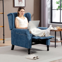 HOMCOM 150° Reclining Vintage Armchair, with footrest, Royal Blue - thumbnail 7