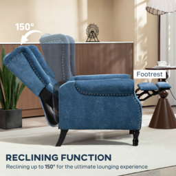 HOMCOM 150° Reclining Vintage Armchair, with footrest, Royal Blue - thumbnail 4