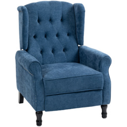 HOMCOM 150° Reclining Vintage Armchair, with footrest, Royal Blue - thumbnail 1