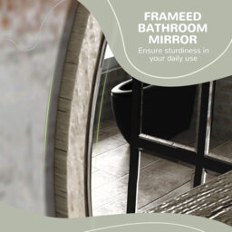 kleankin 45cm Round Home Mirror, with Shelf - Grey Wood-Effect - Aosom UK - thumbnail 5