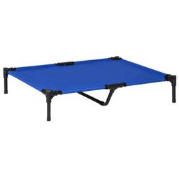 PawHut Raised Dog Bed Cat Elevated Lifted Portable Camping w/ Metal Frame for Large Dogs, Blue - Aosom UK