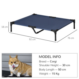 PawHut Raised Dog Bed Cat Elevated Lifted Portable Camping w/ Metal Frame for Large Dogs, Blue - Aosom UK - thumbnail 3