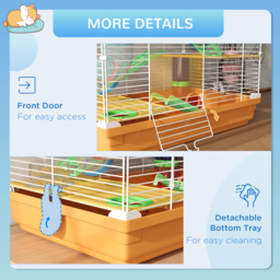 PawHut 5 Tier Hamster Cage Carrier Habitat w/ Exercise Wheels, Tunnel, Orange - Aosom UK - thumbnail 7