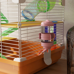 PawHut 5 Tier Hamster Cage Carrier Habitat w/ Exercise Wheels, Tunnel, Orange - Aosom UK - thumbnail 9