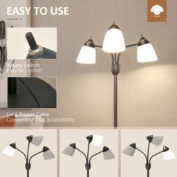 HOMCOM Arc Illuminator: Adjustable Industrial Standing Lamp for Bedroom & Lounge - Aosom UK - thumbnail 6