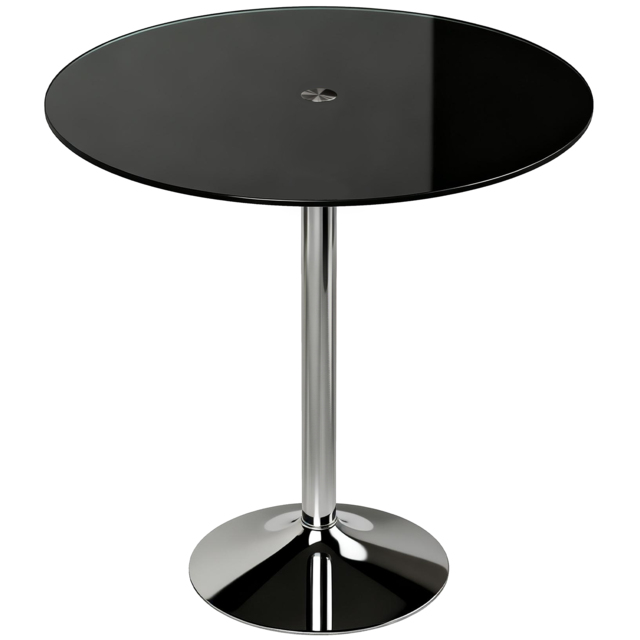 HOMCOM Round Bar Table, Modern Dining Table with Tempered Glass Top and Steel Frame for 4, 70 x 70 x 75.5cm, Black - image 1