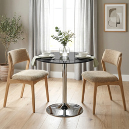 HOMCOM Round Bar Table, Modern Dining Table with Tempered Glass Top and Steel Frame for 4, 70 x 70 x 75.5cm, Black - thumbnail 8