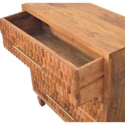 Bedside Chest with 3 Drawers, Bedside Cabinet with Mango Wood for Easy Storage, Brown - Aosom UK - thumbnail 5